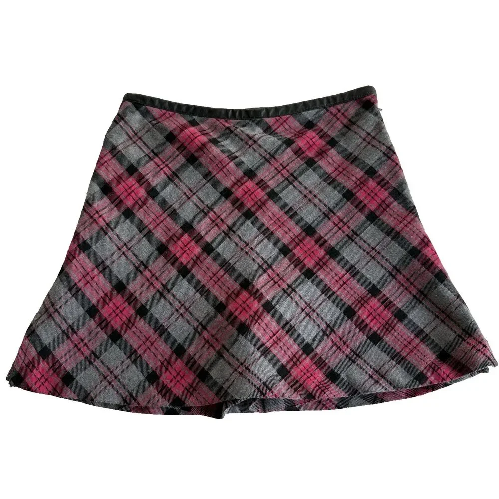 Y2K Girl's Northcrest Mini Skirt Skort Pink Black Gray Tartan Plaid School Sz 8